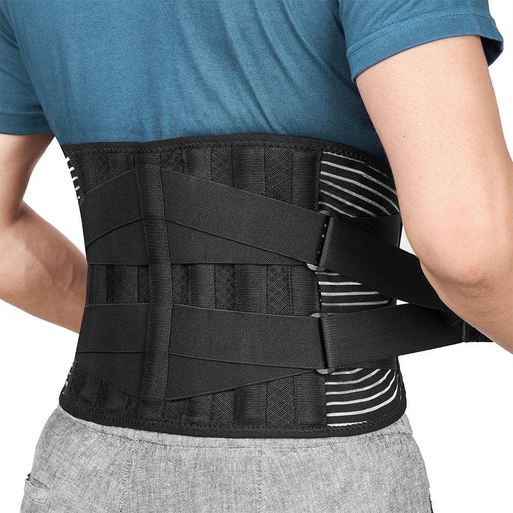 Back Braces for Lower Back Pain Relief with 6 Stays, Breathable Back Support Belt for Men/Women for work , Anti-skid lumbar support belt with 16-hole Mesh for sciatica - FREETOO