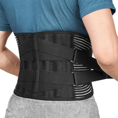 Back Braces for Lower Back Pain Relief with 6 Stays, Breathable Back Support Belt for Men/Women for work , Anti-skid lumbar support belt with 16-hole Mesh for sciatica - FREETOO