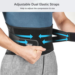 Back Braces for Lower Back Pain Relief with 6 Stays, Breathable Back Support Belt for Men/Women for work , Anti-skid lumbar support belt with 16-hole Mesh for sciatica - FREETOO