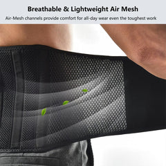 Air Mesh Back Brace for Men Women Lower Back Pain Relief with 7 Stays, Adjustable Back Support Belt for Work, Anti-skid Lumbar Support for Sciatica Scoliosis - FREETOO