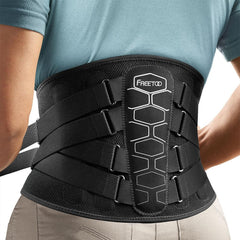 Back Brace for Lower Back Pain Relief with Pulley System,Lumbar Support Belt for Men & Women with Lumbar Pad, Ergonomic Design and Soft Breathable 3D Knit Material,for Herniated Disc,Sciatica - FREETOO
