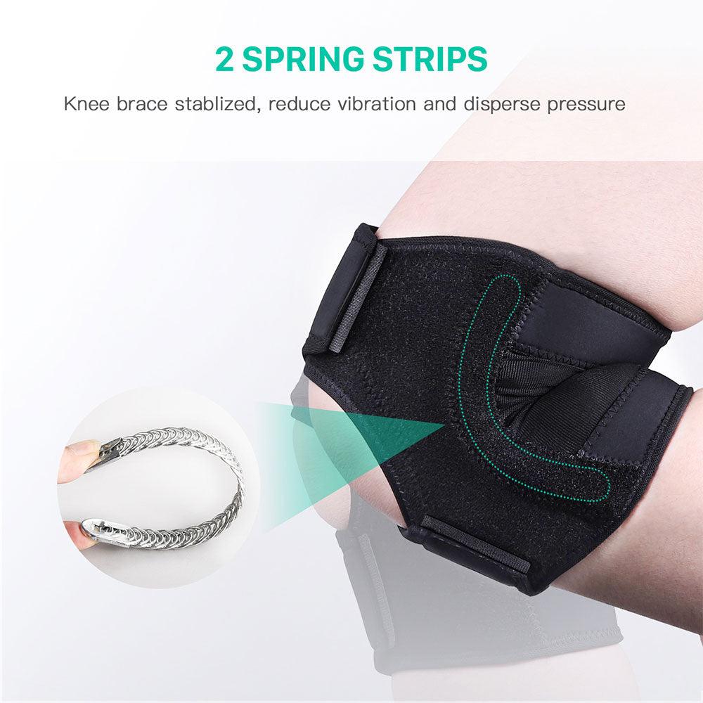 Light support knee brace,double spring band for professional support,adaptive open design to prevent bone movement,breathable, elastic, soft and non-perspirant fabric - FREETOO