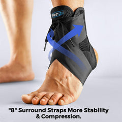 Ankle Brace Maximum Metal Support for Men & Women, Compression Foot Support for Sprained Ankle, Plantar Fasciitis,Injury Recovery, Lace up Ankle Support for Running Volleyball Left/Right - FREETOO
