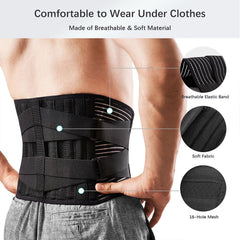 Back Braces for Lower Back Pain Relief with 6 Stays, Breathable Back Support Belt for Men/Women for work , Anti-skid lumbar support belt with 16-hole Mesh for sciatica - FREETOO