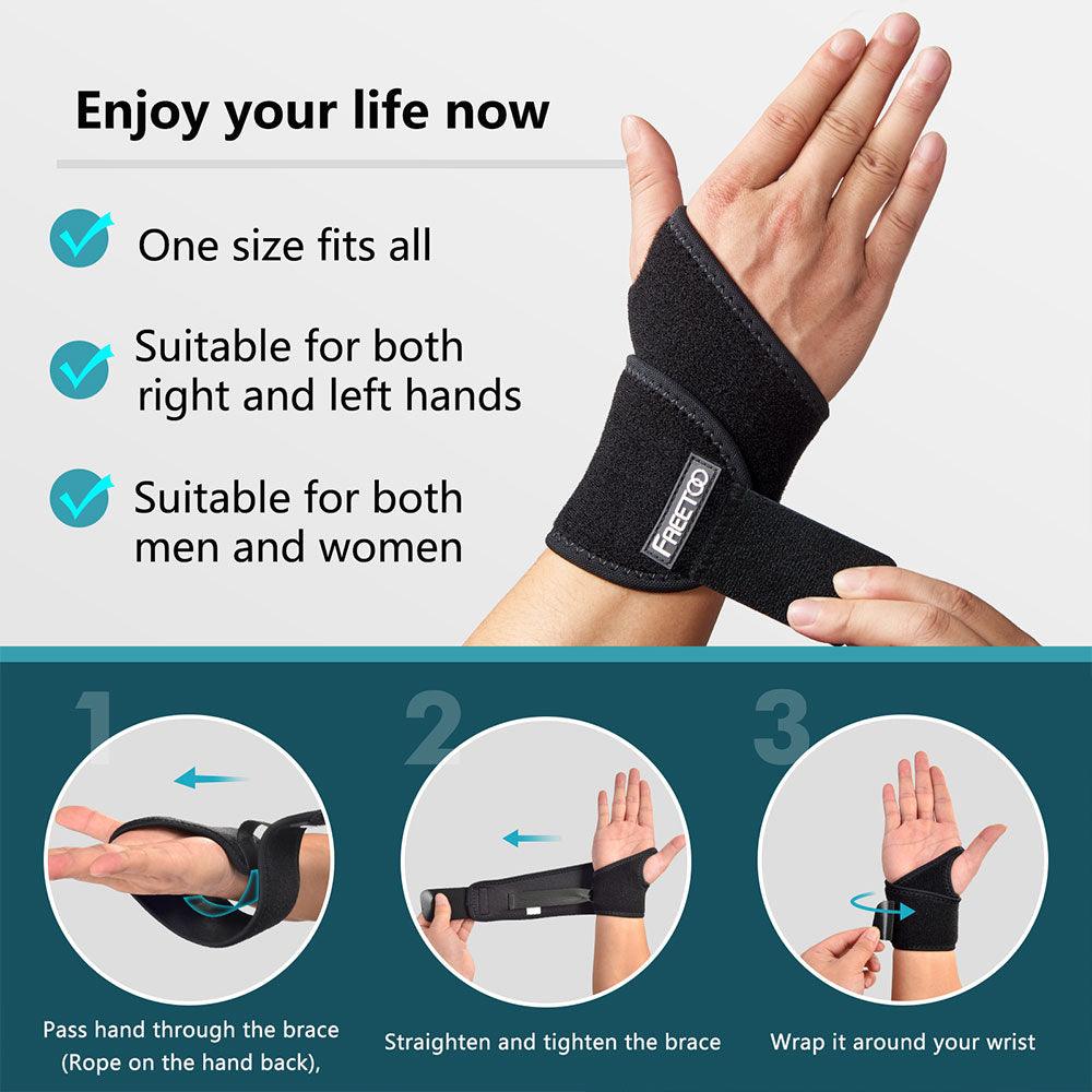 Air Mesh Wrist Brace for Carpal Tunnel support for pain relief, Compression Wrist support strap at work for women men,Adjustable wrist guard fit right left hand for Arthritis Tendonitis - FREETOO