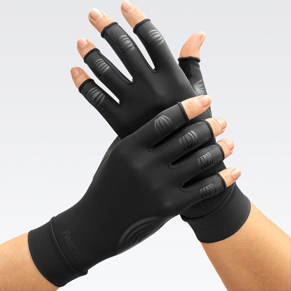Copper Arthritis Gloves for Carpal Tunnel Pain Relief, Strengthen Compression Gloves to Alleviate Hand Pains,Swelling, Fingerless Computer Typing Gloves for Rheumatoid, Tendonitis - FREETOO