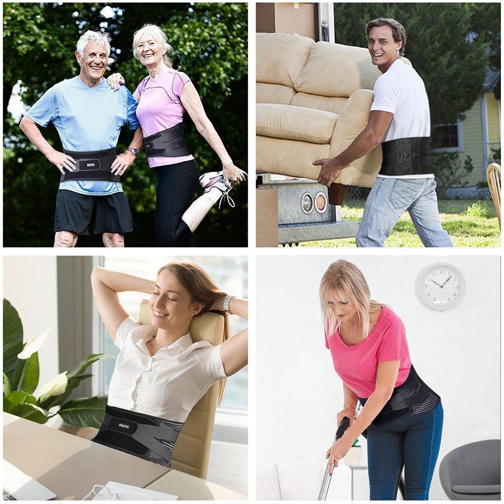 Back Braces for Lower Back Pain Relief with 6 Stays, Breathable Back Support Belt for Men/Women for work , Anti-skid lumbar support belt with 16-hole Mesh for sciatica - FREETOO