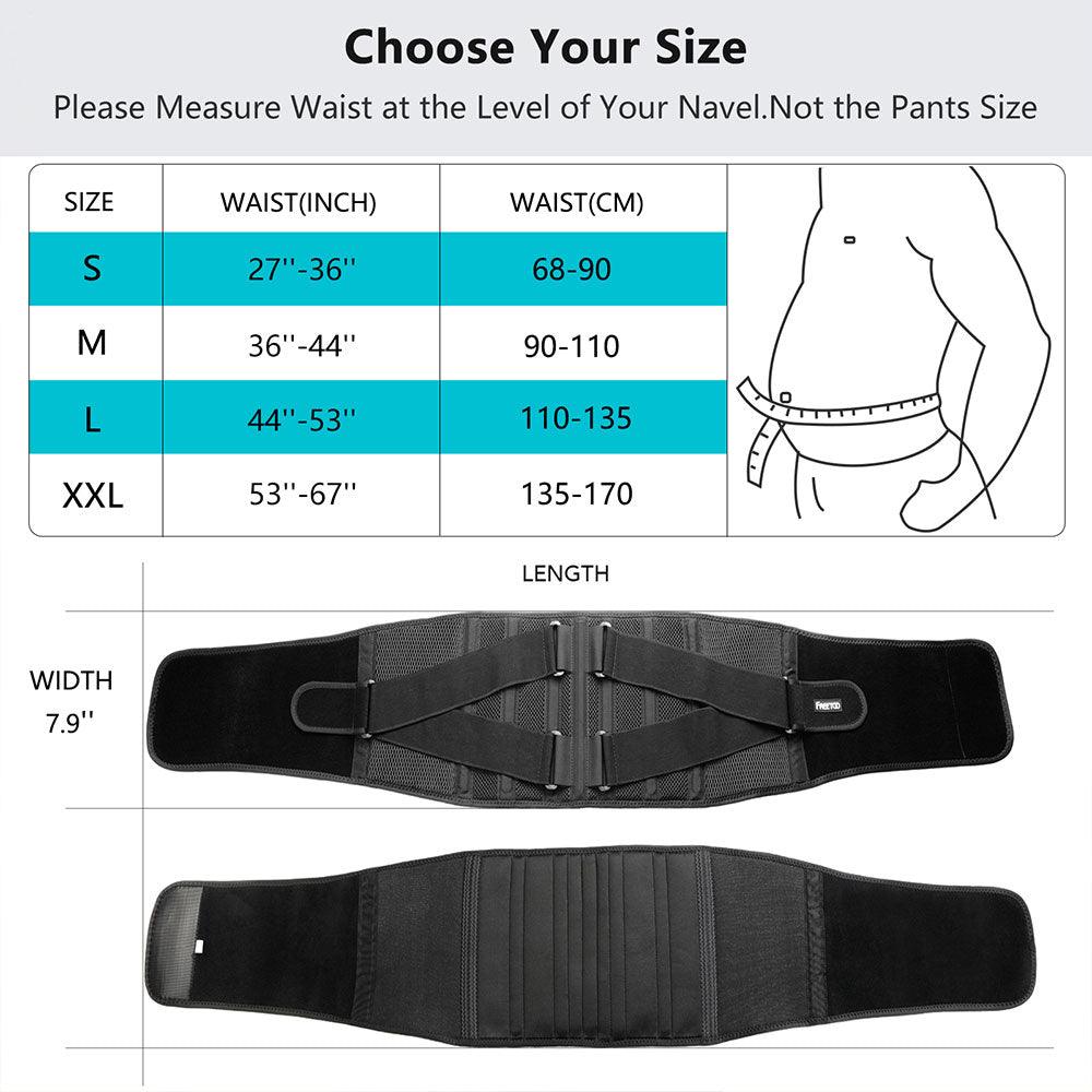 Air Mesh Back Brace for Men Women Lower Back Pain Relief with 7 Stays, Adjustable Back Support Belt for Work, Anti-skid Lumbar Support for Sciatica Scoliosis - FREETOO