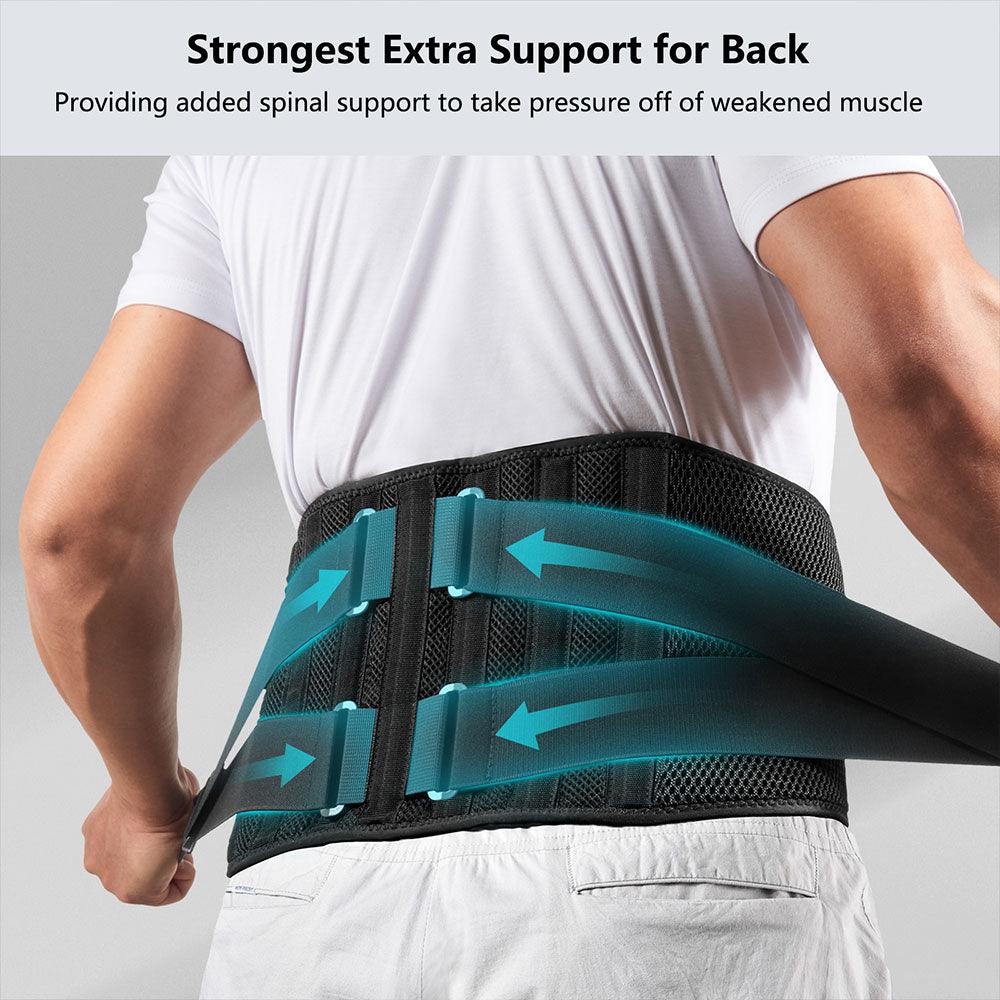 Air Mesh Back Brace for Men Women Lower Back Pain Relief with 7 Stays, Adjustable Back Support Belt for Work, Anti-skid Lumbar Support for Sciatica Scoliosis - FREETOO