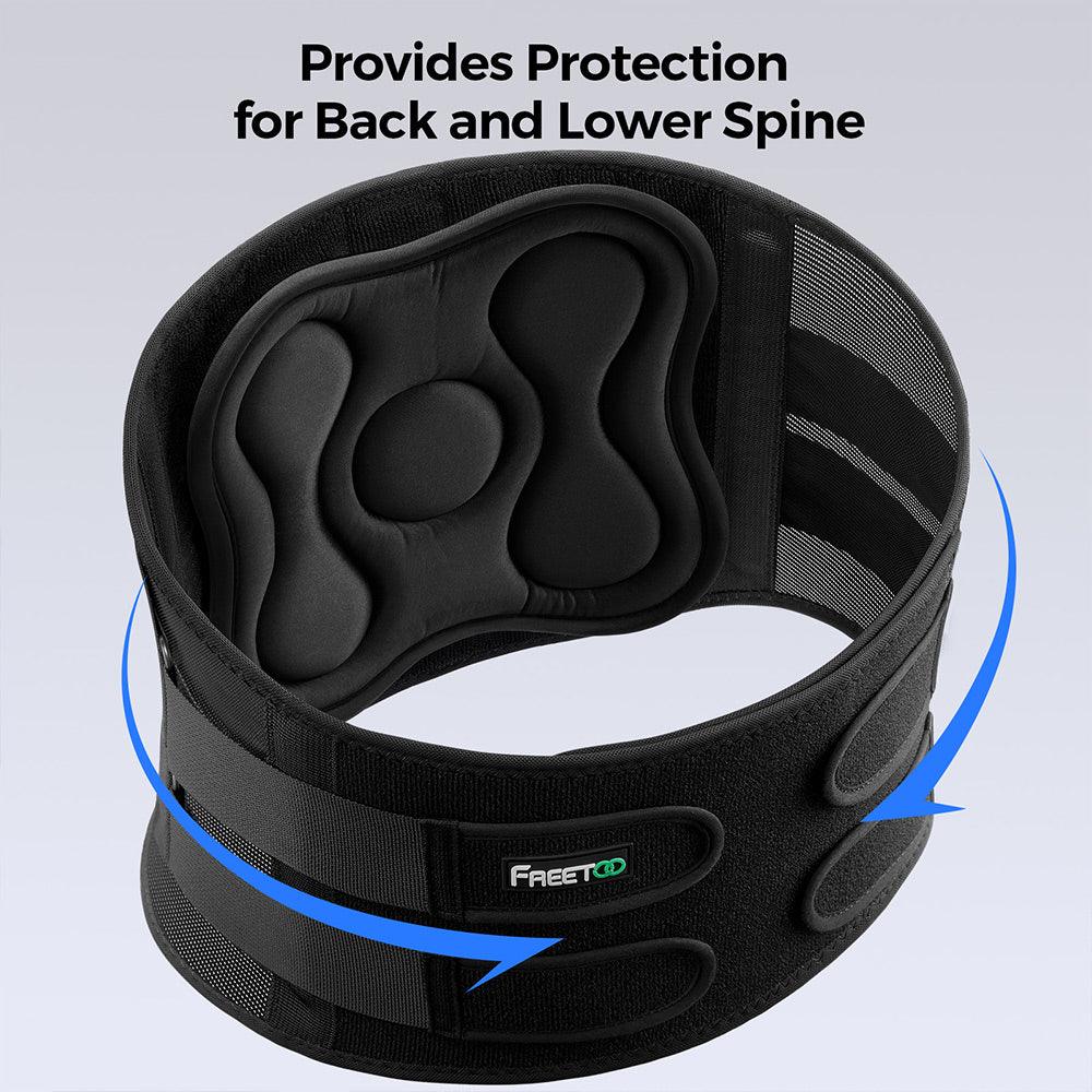 FREETOO Back Brace for Lower Back Pain, Breathable Back Support Belt with Soft Pad for Men/Women for Work, Lightweight Non-Slip Lumbar Support for Sciatica, Herniated Disc - FREETOO