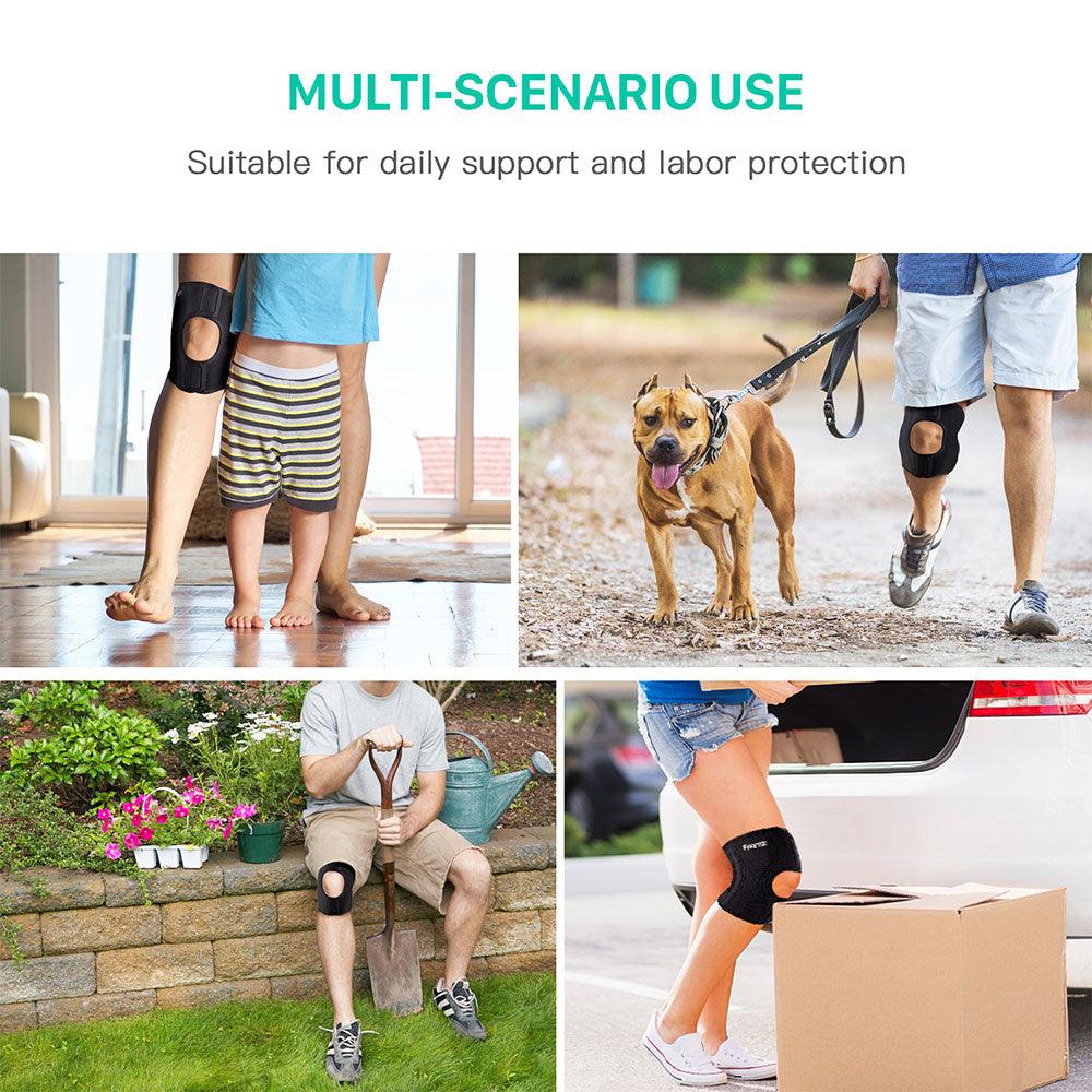 Light support knee brace,double spring band for professional support,adaptive open design to prevent bone movement,breathable, elastic, soft and non-perspirant fabric - FREETOO